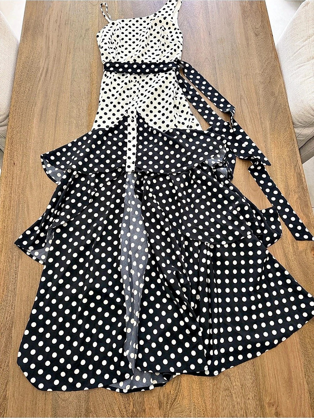 Strut & Bolt Polka Dot Maxi Dress in Black & White Size Small
